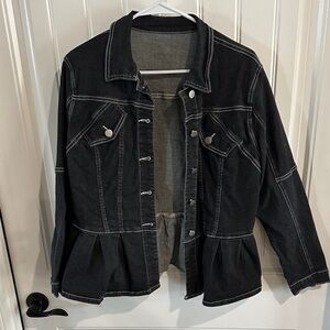SHEIN Black Denim Peplum Jacket